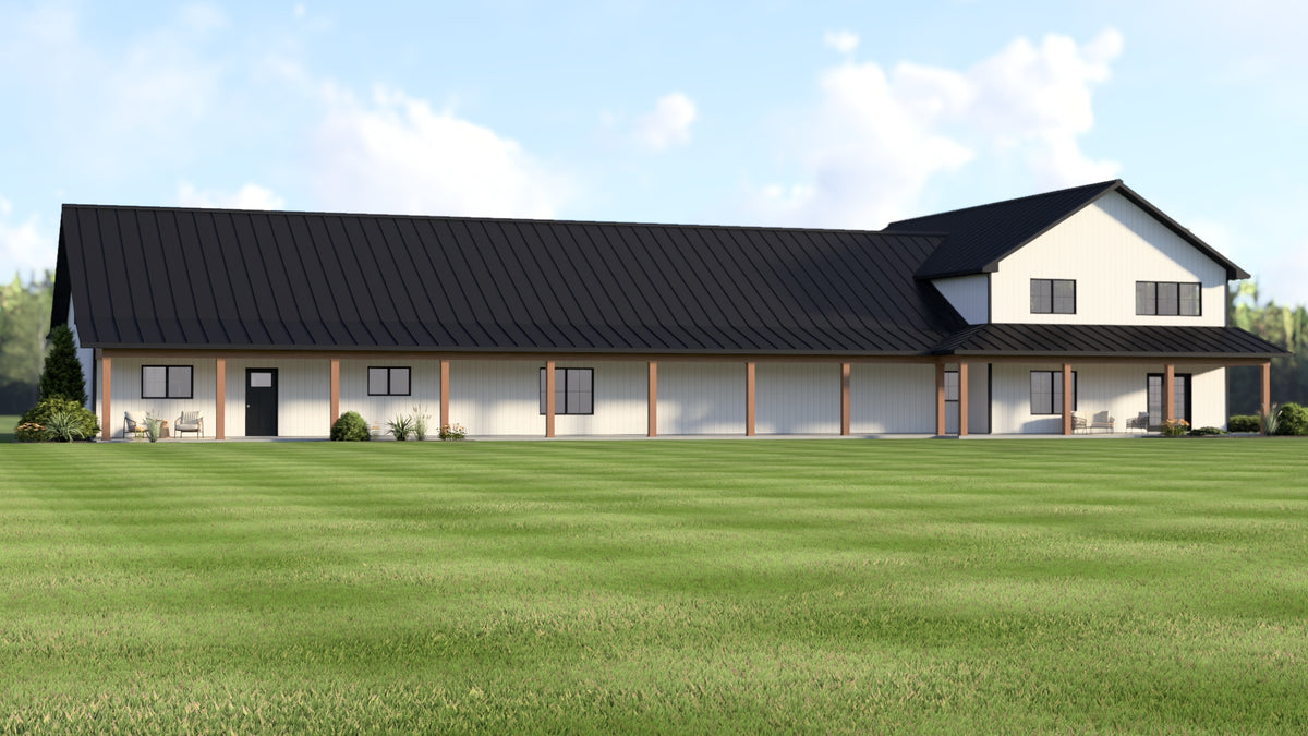 Q8051-A Modern Barndominium House, 6 Bedrooms, 4.5 Bathrooms | Plan 25271 Exterior-7