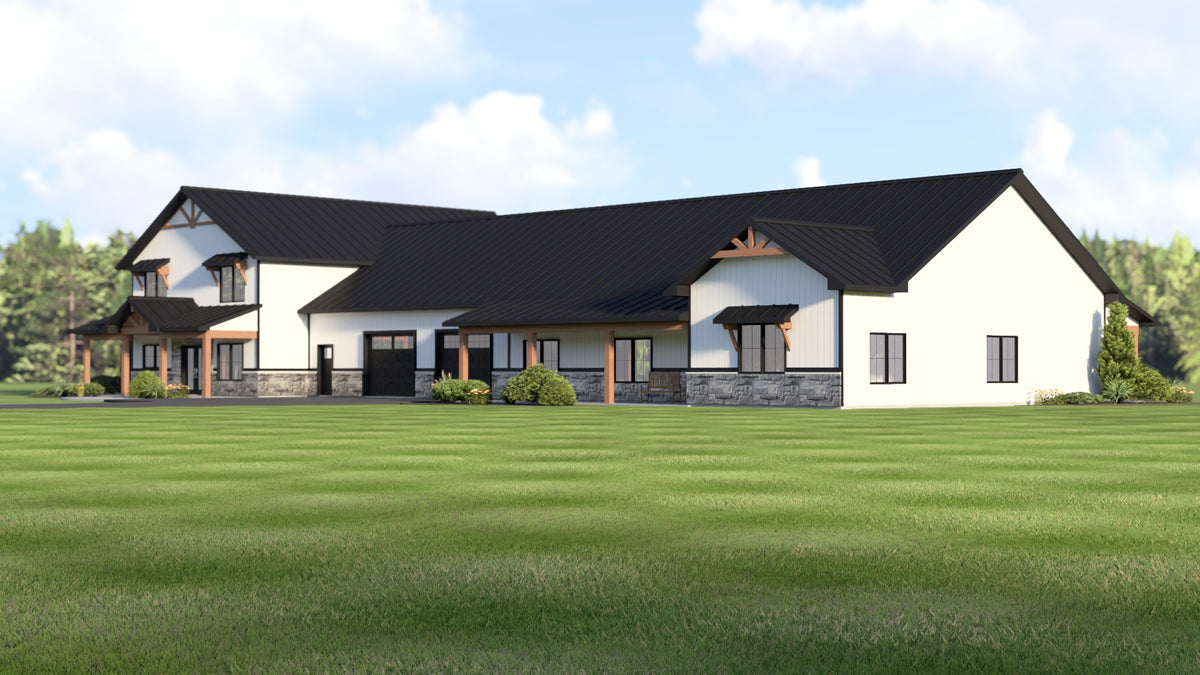 Q8051-A Modern Barndominium House, 6 Bedrooms, 4.5 Bathrooms | Plan 25271 Exterior-8