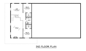 Q7786-A Barndominium House Second Floor Plan, 3 Bedrooms, 2.5 Bathrooms | Plan 25305 