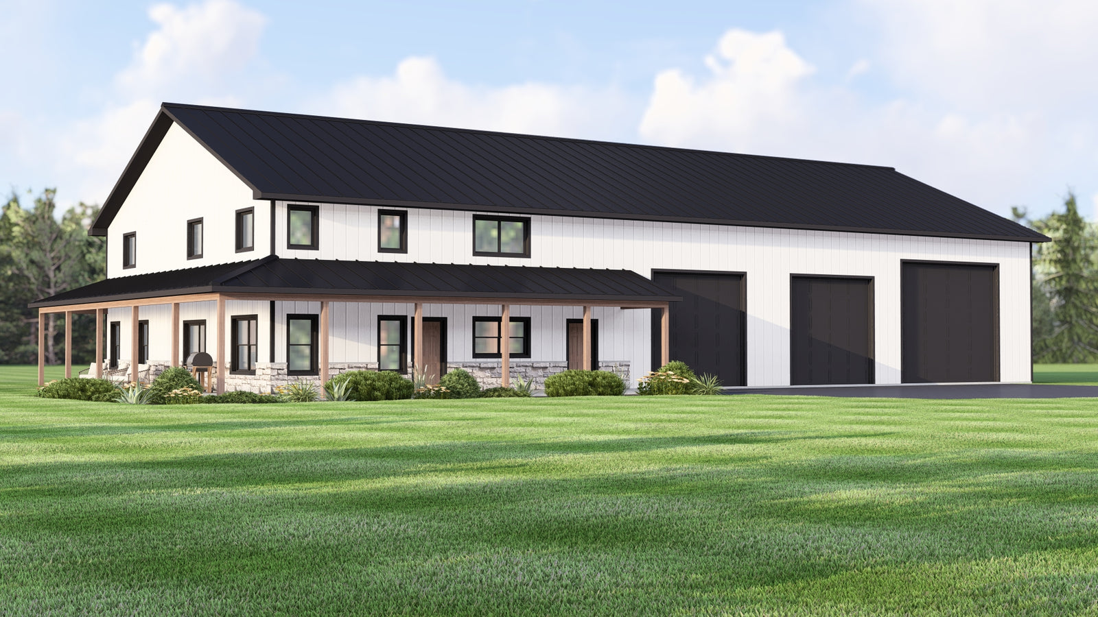 Q7786-A Barndominium House, 3 Bedrooms, 2.5 Bathrooms | Plan 25305 Exterior