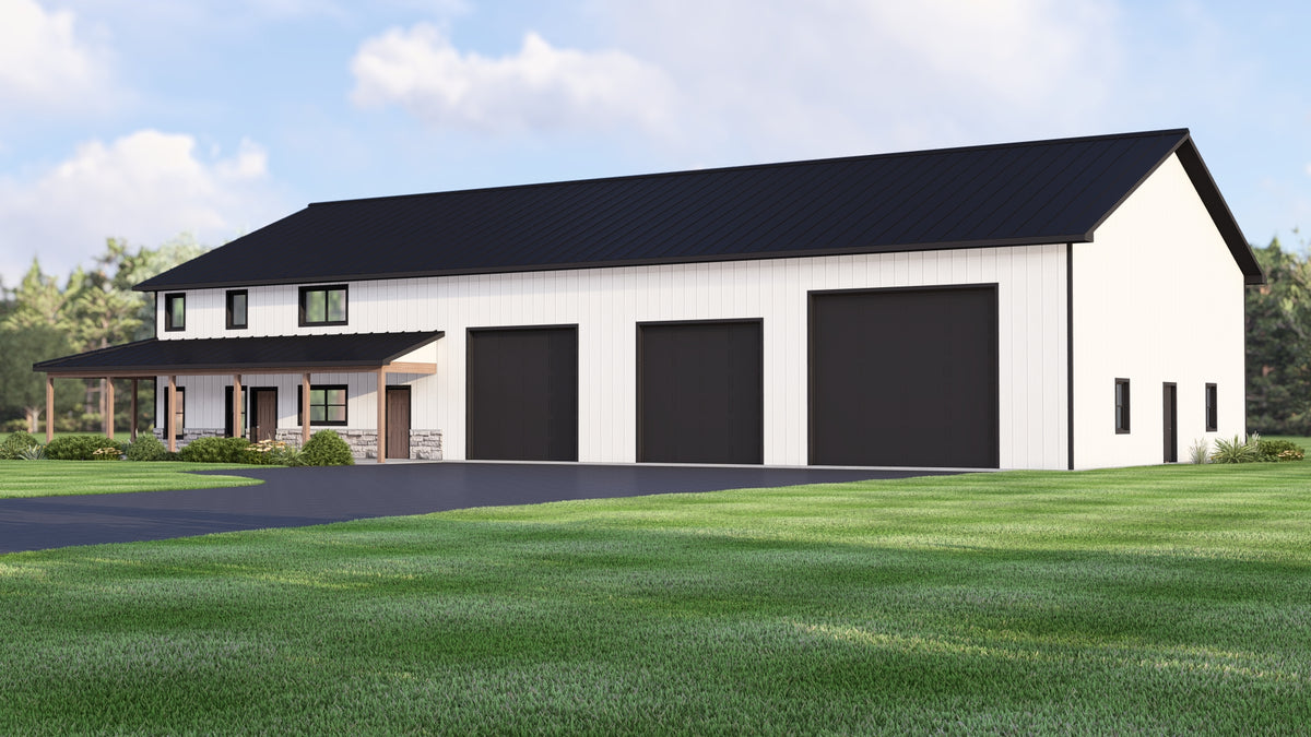 Q7786-A Barndominium House, 3 Bedrooms, 2.5 Bathrooms | Plan 25305 Exterior-2