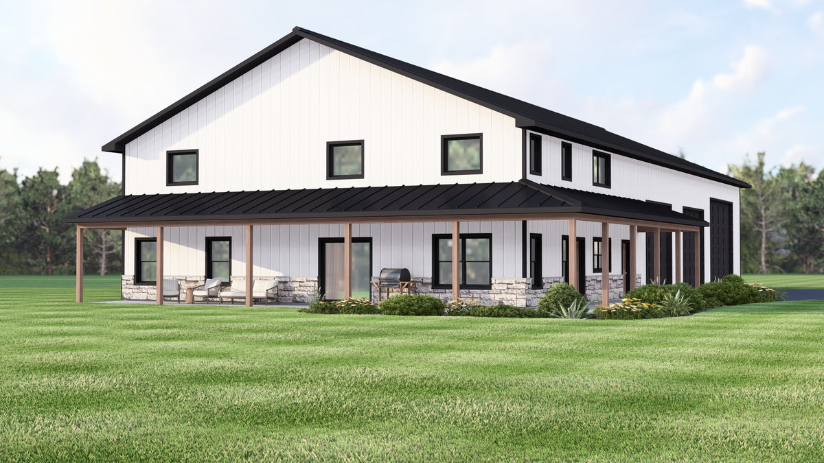 Q7786-A Barndominium House, 3 Bedrooms, 2.5 Bathrooms | Plan 25305 Exterior-3