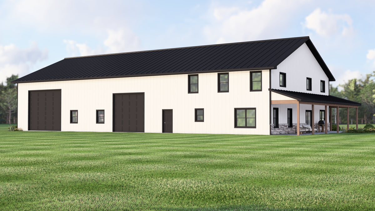 Q7786-A Barndominium House, 3 Bedrooms, 2.5 Bathrooms | Plan 25305 Exterior-4