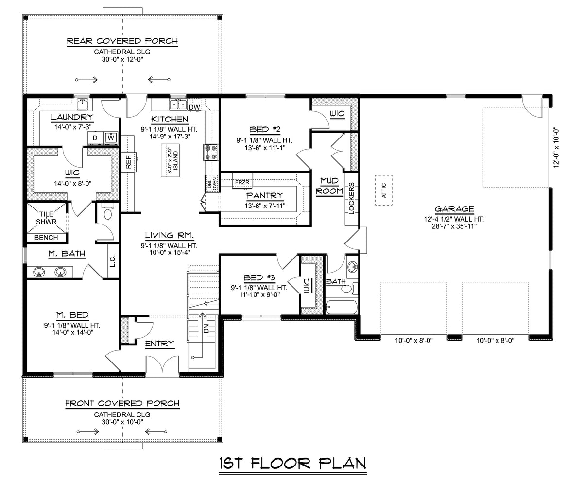 Q7626-A Modern Farmhouse First Floor Plan, 3 Bedrooms, 2 Bathrooms | Plan 25306 