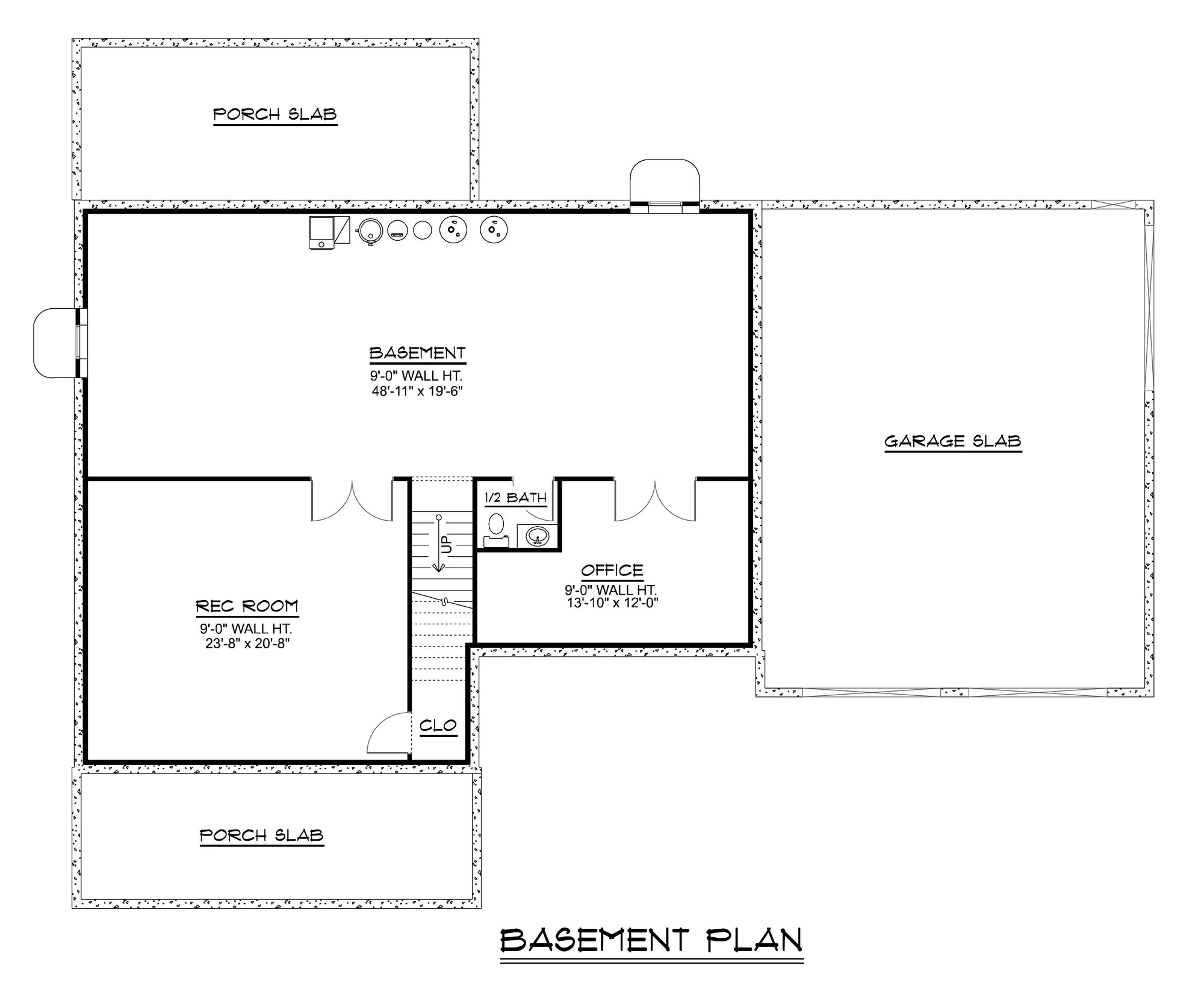 Q7626-A Modern Farmhouse Basement Floor Plan, 3 Bedrooms, 2 Bathrooms | Plan 25306 