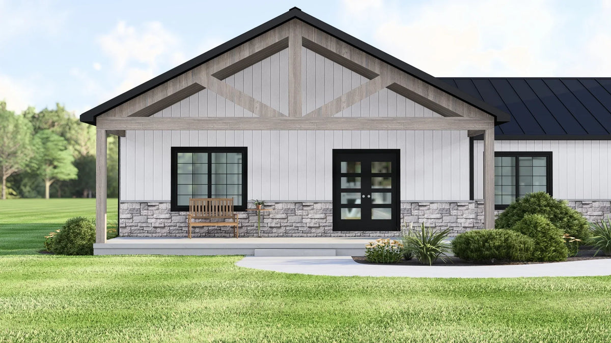 Q7626-A Modern Farmhouse Front Porch, 3 Bedrooms, 2 Bathrooms | Plan 25306 
