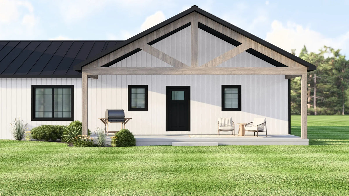 Q7626-A Modern Farmhouse Rear Porch, 3 Bedrooms, 2 Bathrooms | Plan 25306 