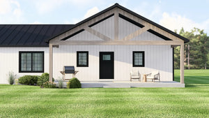 Q7626-A Modern Farmhouse Rear Porch, 3 Bedrooms, 2 Bathrooms | Plan 25306 