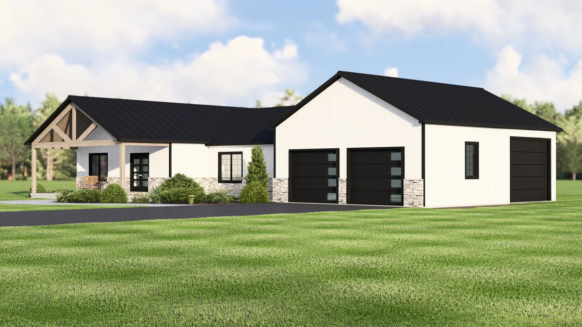 Q7626-A Modern Farmhouse, 3 Bedrooms, 2 Bathrooms | Plan 25306 Exterior-4