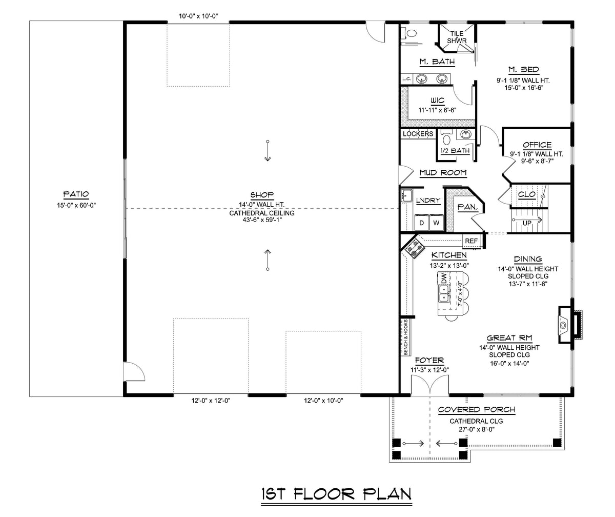 Q7437-A 25312 House First Floor Plan 4 Beds 2.5 Baths
