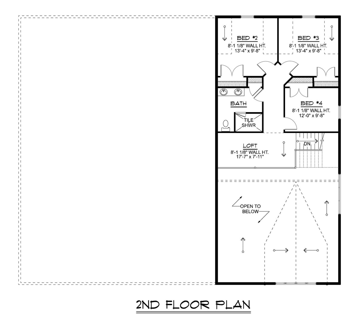Q7437-A 25312 House Second Floor Plan 4 Beds 2.5 Baths