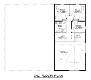 Q7437-A 25312 House Second Floor Plan 4 Beds 2.5 Baths