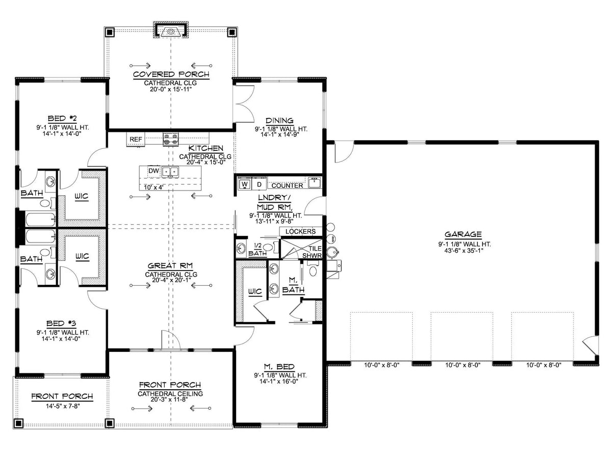 Q7566-A Modern Farmhouse First Floor Plan, 3 Bedrooms, 3.5 Bathrooms | Plan 25323 