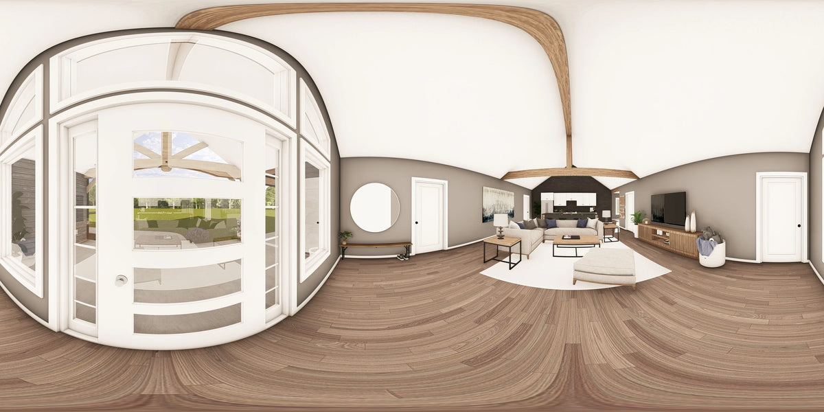 Q7566-A Modern Farmhouse Entrance Panorama, 3 Bedrooms, 3.5 Bathrooms | Plan 25323 