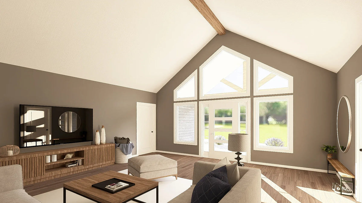 Q7566-A Modern Farmhouse Living Room, 3 Bedrooms, 3.5 Bathrooms | Plan 25323 