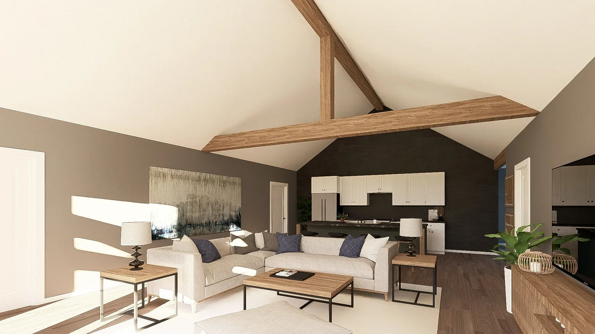 Q7566-A Modern Farmhouse Living Room, 3 Bedrooms, 3.5 Bathrooms | Plan 25323 