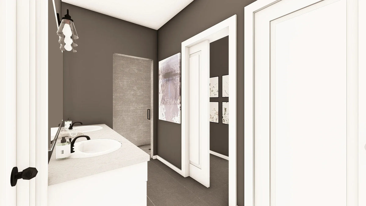 Q7566-A Modern Farmhouse Master Bathroom, 3 Bedrooms, 3.5 Bathrooms | Plan 25323 