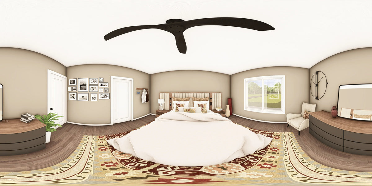 Q7566-A Modern Farmhouse Master Bedroom Panorama, 3 Bedrooms, 3.5 Bathrooms | Plan 25323 