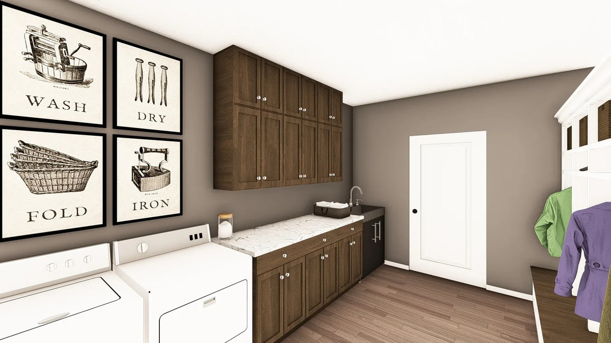 Q7566-A Modern Farmhouse Mudroom/Laundry, 3 Bedrooms, 3.5 Bathrooms | Plan 25323 