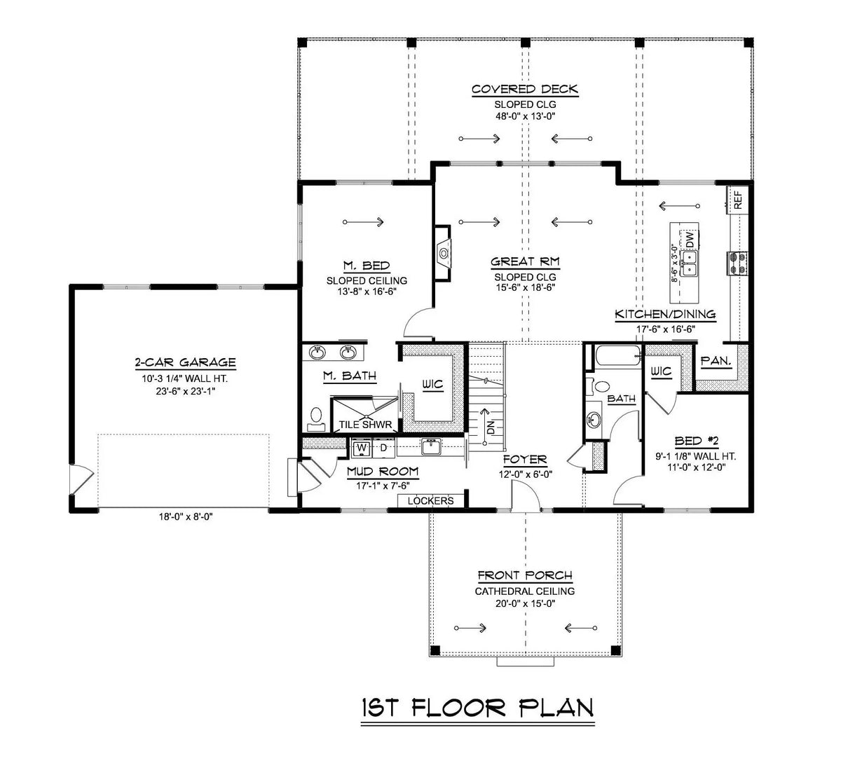 Q7492-A Contemporary House First Floor Plan, 2 Bed, 2 Bath | Plan 25331
