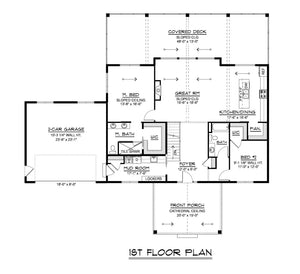 Q7492-A Contemporary House First Floor Plan, 2 Bed, 2 Bath | Plan 25331