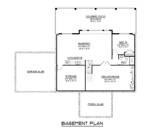 Q7492-A Contemporary House Basement Floor Plan, 2 Bed, 2 Bath | Plan 25331