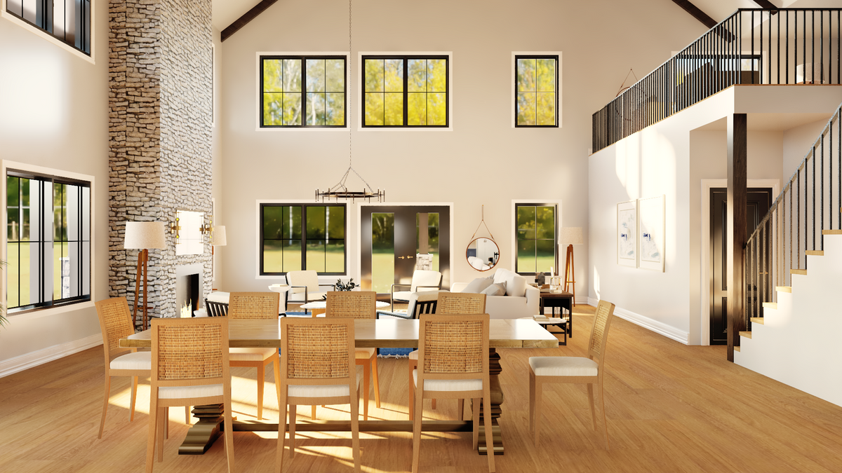 Q8417-A Barndominium House, 3 Bedrooms, 3.5 Bathrooms | 25338 House Plan Dining