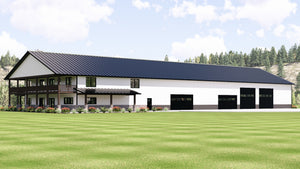 Q8417-A Barndominium House, 3 Bedrooms, 3.5 Bathrooms | 25338 House Plan Exterior