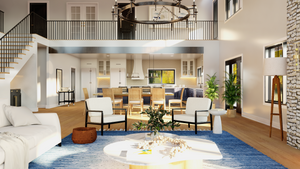 Q8417-A Barndominium House, 3 Bedrooms, 3.5 Bathrooms | 25338 House Plan Living Room