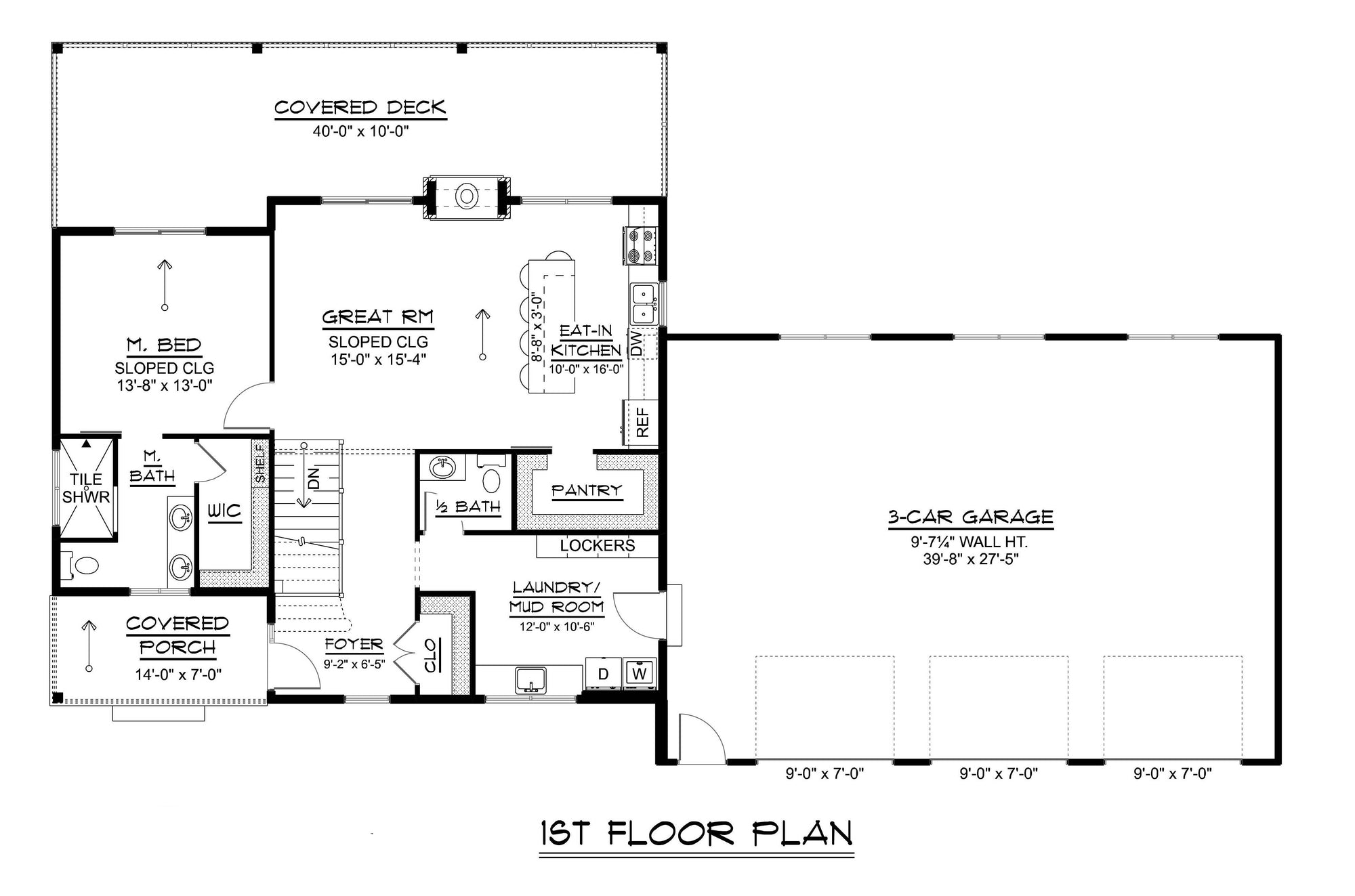 Q8444-A Contemporary House, 1 to 3 Bedrooms, 1.5 to 2.5 Bathrooms | 25342 House Plan First Floor Plan