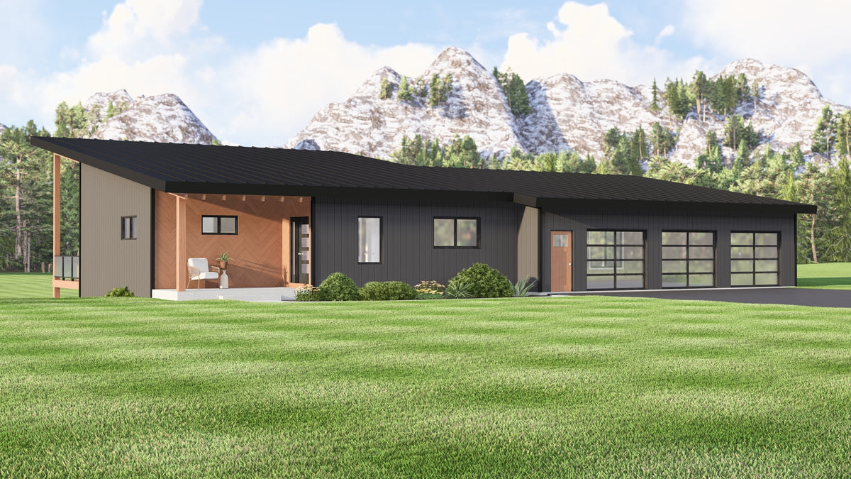 Q8444-A Contemporary House, 1 to 3 Bedrooms, 1.5 to 2.5 Bathrooms | 25342 House Plan Exterior-2