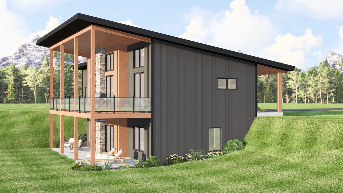 Q8444-A Contemporary House, 1 to 3 Bedrooms, 1.5 to 2.5 Bathrooms | 25342 House Plan Exterior-3