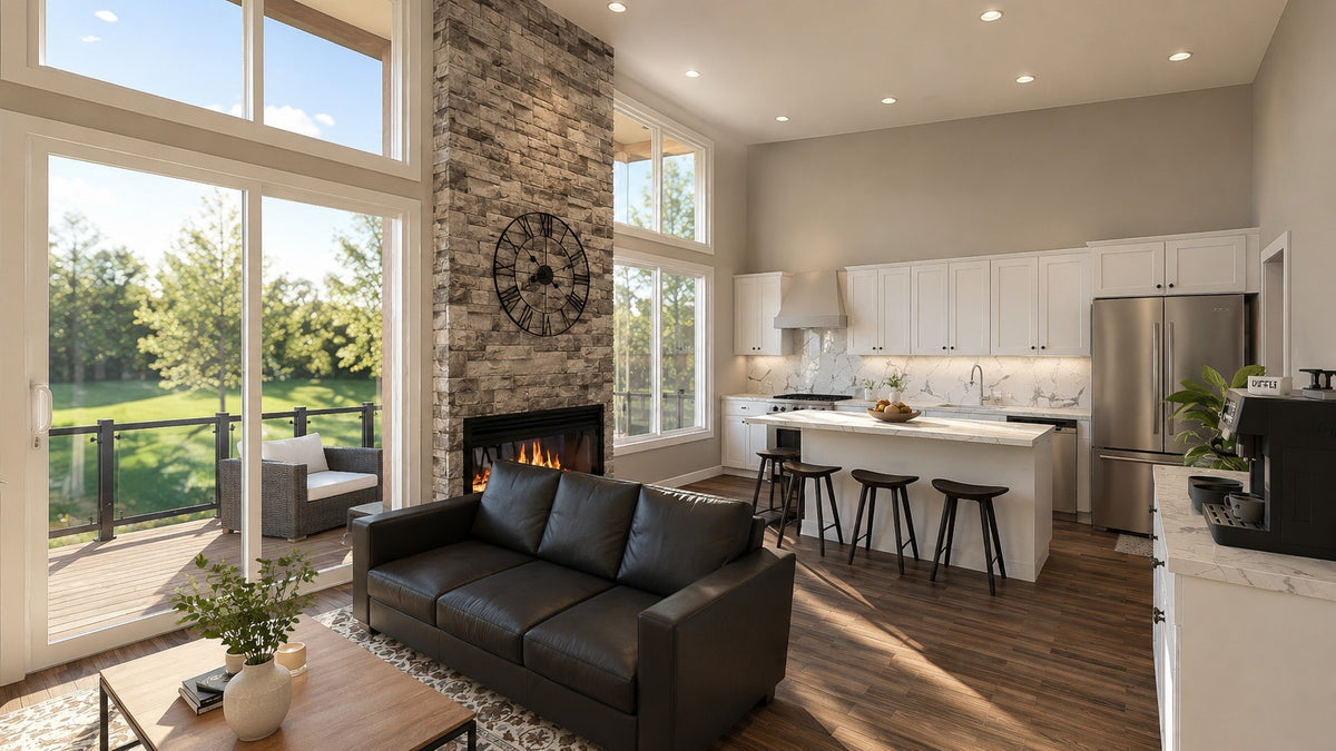 Q8444-A Contemporary House, 1 to 3 Bedrooms, 1.5 to 2.5 Bathrooms | 25342 House Plan Great Room