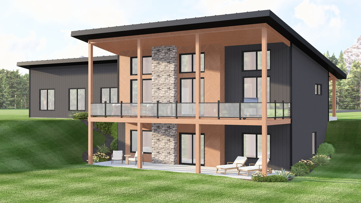 Q8444-A Contemporary House, 1 to 3 Bedrooms, 1.5 to 2.5 Bathrooms | 25342 House Plan Exterior-6