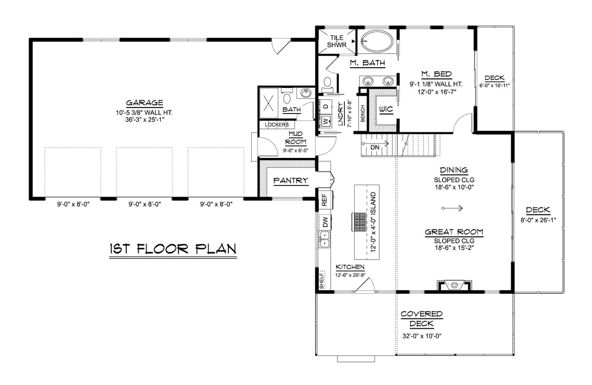 Q7987-A Contemporary House First Floor Plan, 1 to 3 Bedrooms, 2 to 3 Bathrooms | Plan 25346 