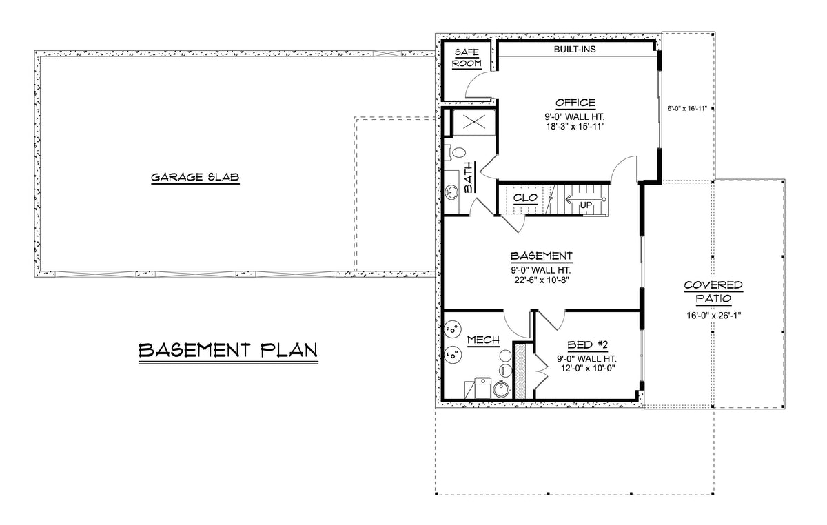 Q7987-A Contemporary House Basement Floor Plan, 1 to 3 Bedrooms, 2 to 3 Bathrooms | Plan 25346 