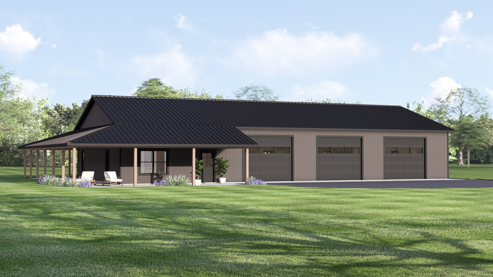 Q7787-A Barndominium House, 2 Bedrooms, 1 Bathroom | Plan 25348 Exterior