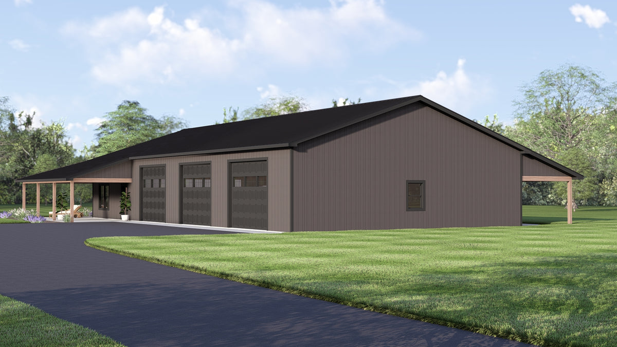 Q7787-A Barndominium House, 2 Bedrooms, 1 Bathroom | Plan 25348 Exterior-2