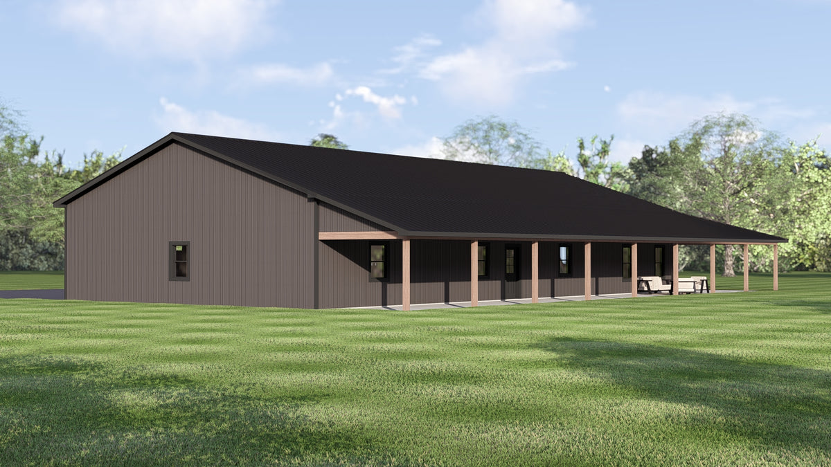 Q7787-A Barndominium House, 2 Bedrooms, 1 Bathroom | Plan 25348 Exterior-3