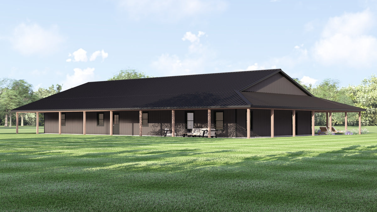 Q7787-A Barndominium House, 2 Bedrooms, 1 Bathroom | Plan 25348 Exterior-4