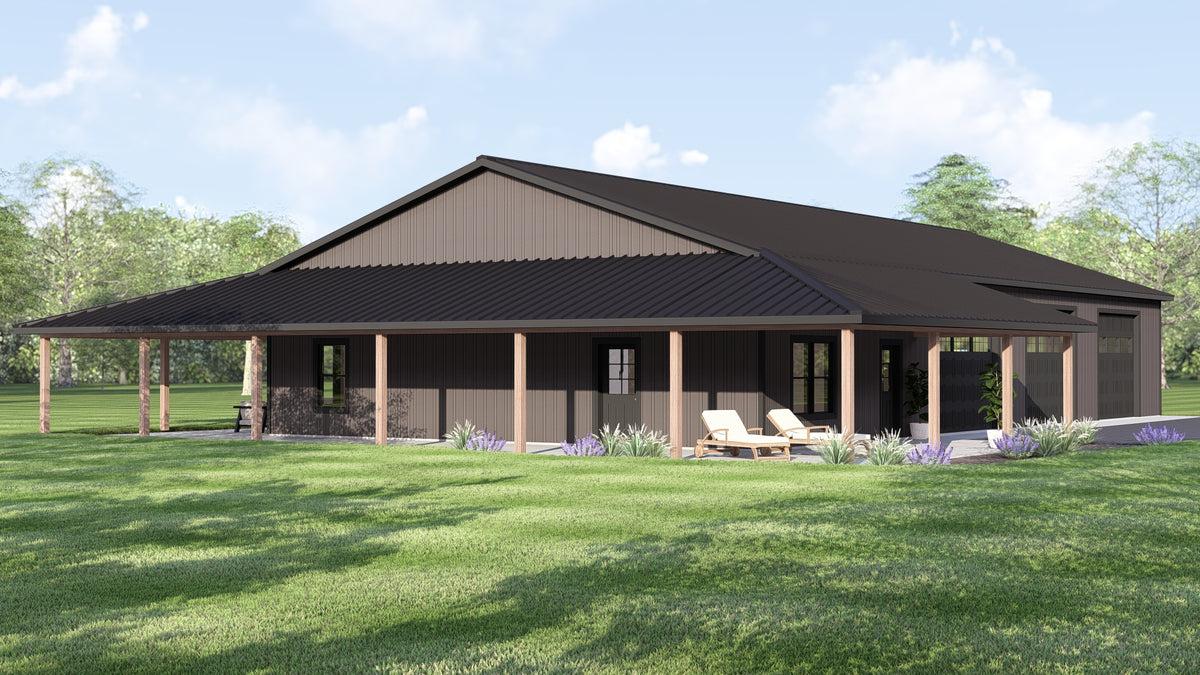 Q7787-A Barndominium House, 2 Bedrooms, 1 Bathroom | Plan 25348 Exterior-5