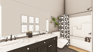 Q7787-A Barndominium House Bathroom, 2 Bedrooms, 1 Bathroom | Plan 25348 