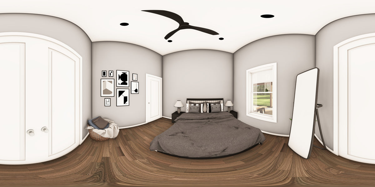 Q7787-A Barndominium House Bedroom Panorama, 2 Bedrooms, 1 Bathroom | Plan 25348 