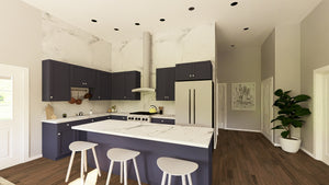 Q7787-A Barndominium House Kitchen, 2 Bedrooms, 1 Bathroom | Plan 25348 