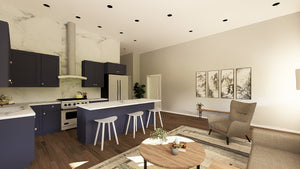 Q7787-A Barndominium House Kitchen, 2 Bedrooms, 1 Bathroom | Plan 25348 