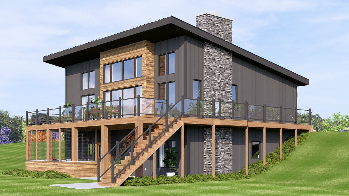 Q8445-A Contemporary House, 2 to 4 Bedrooms, 2.5 to 4.5 Bathrooms | 25356 House Plan Exterior-6