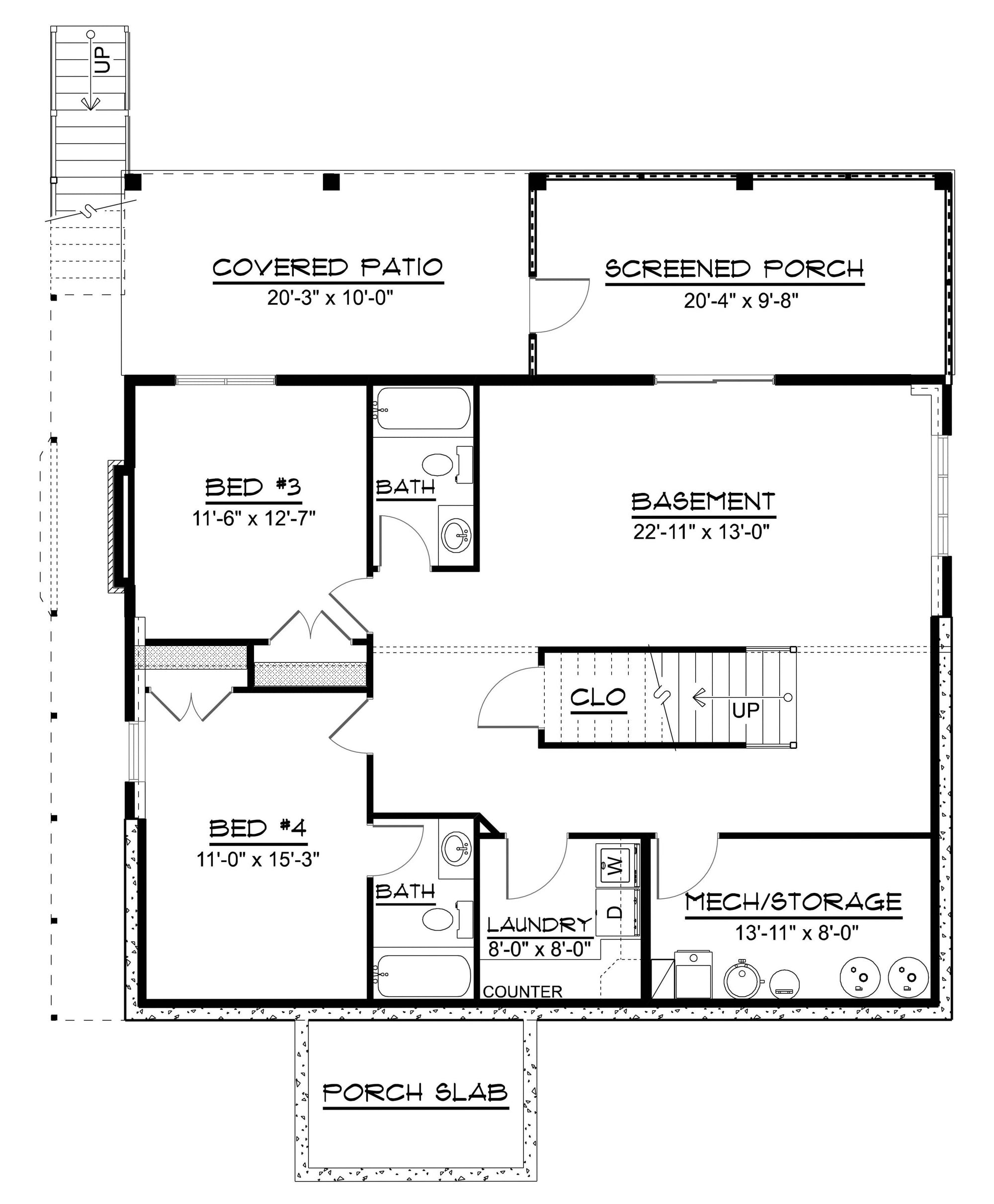 Q8445-A Contemporary House, 2 to 4 Bedrooms, 2.5 to 4.5 Bathrooms | 25356 House Plan Basement Floor Plan