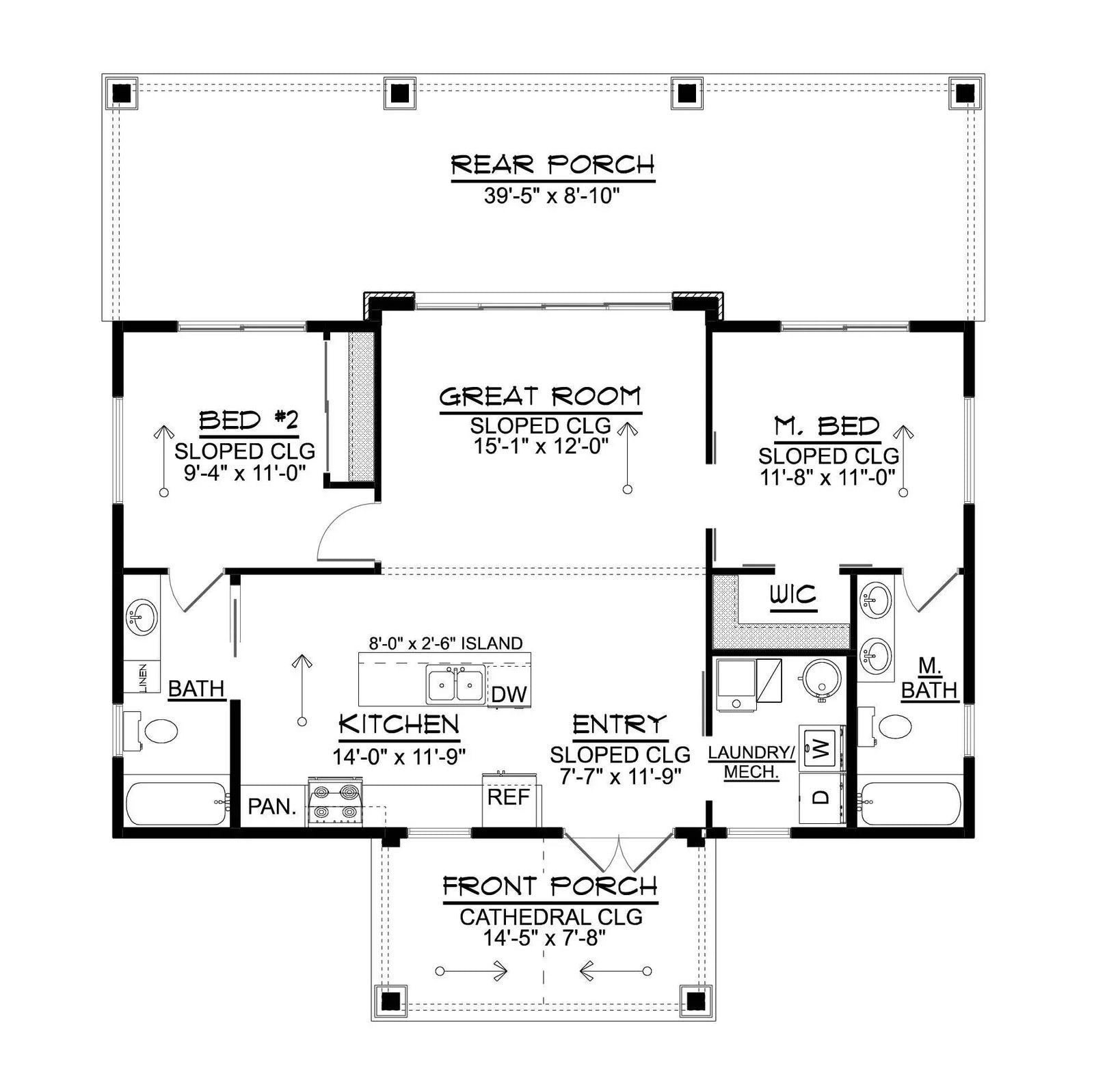 Q7627-A Contemporary House, 2 Bedroom, 2 Bathrooms | Plan 25366 Exterior