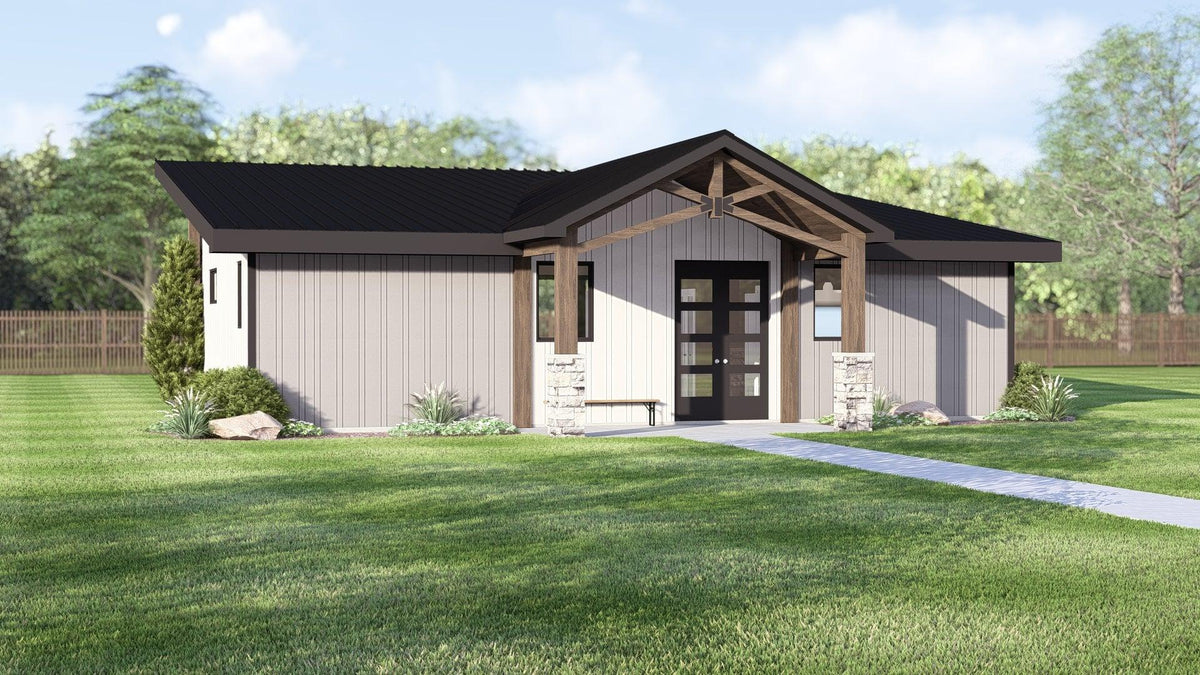 Q7627-A Contemporary House, 2 Bedroom, 2 Bathrooms | Plan 25366 Exterior