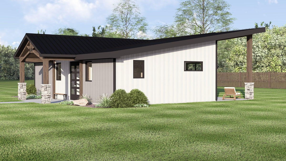 Q7627-A Contemporary House, 2 Bedroom, 2 Bathrooms | Plan 25366 Exterior-2